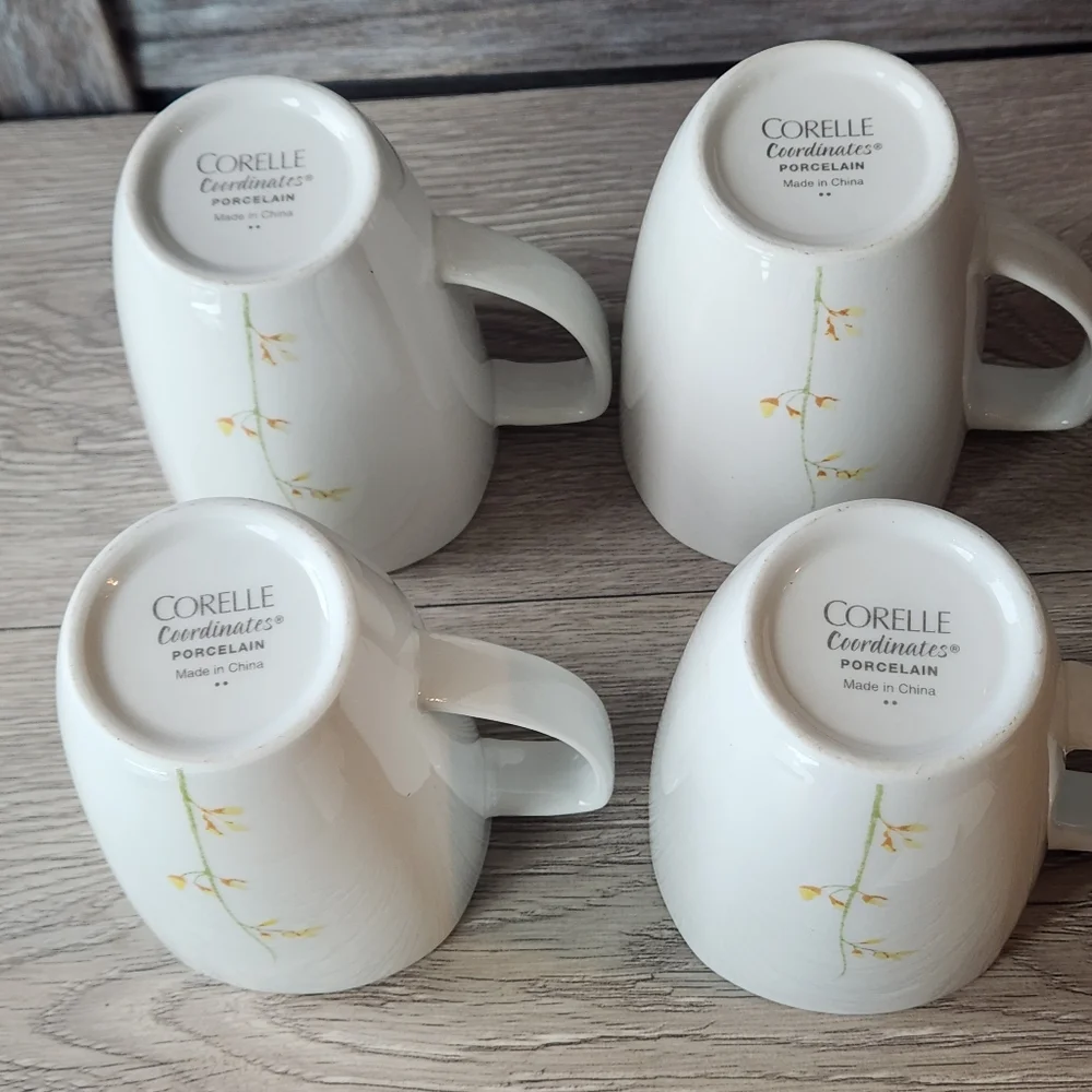 Corelle Coordinates Kobe Porcelain Coffee Mugs Cups Set of 4 Discontinued